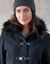 Effen duffelcoat met kap in nepbont (zwart)