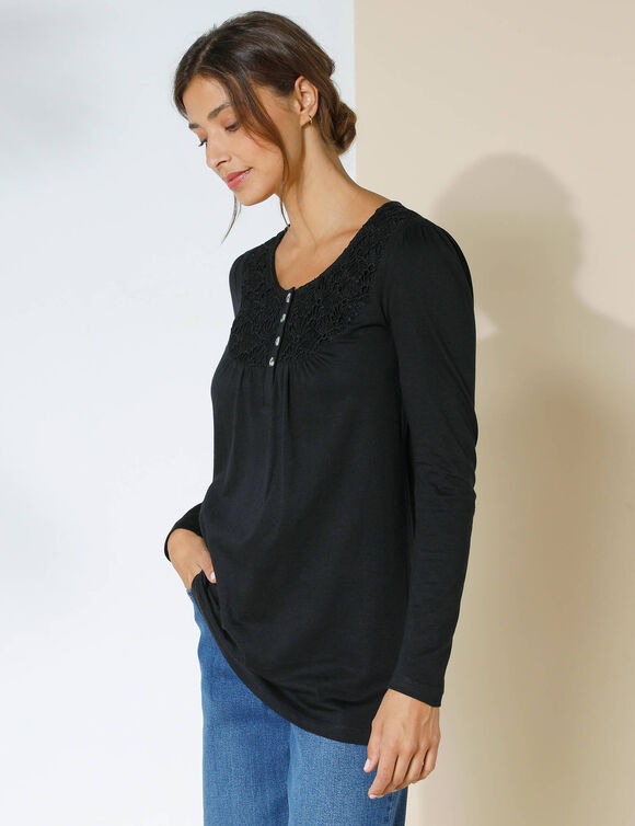 Tunique macramé manches longues (noir)