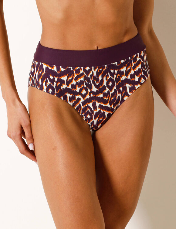 Culotte imprim&eacute;e forme maxi ligne post-op&eacute;ratoire Araminda (ecru / pruim)