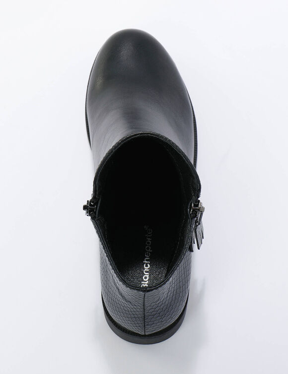 Boots bi-mati&egrave;re, zipp&eacute;es et clout&eacute;es (noir)