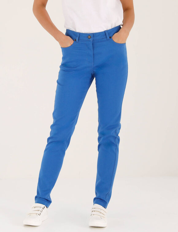 Pantalon fusel&eacute; couleur (bleu)