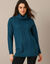 Pull tunique torsadé à col roulé (bleu paon)
