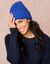 Effen muts in tricot (blauw)