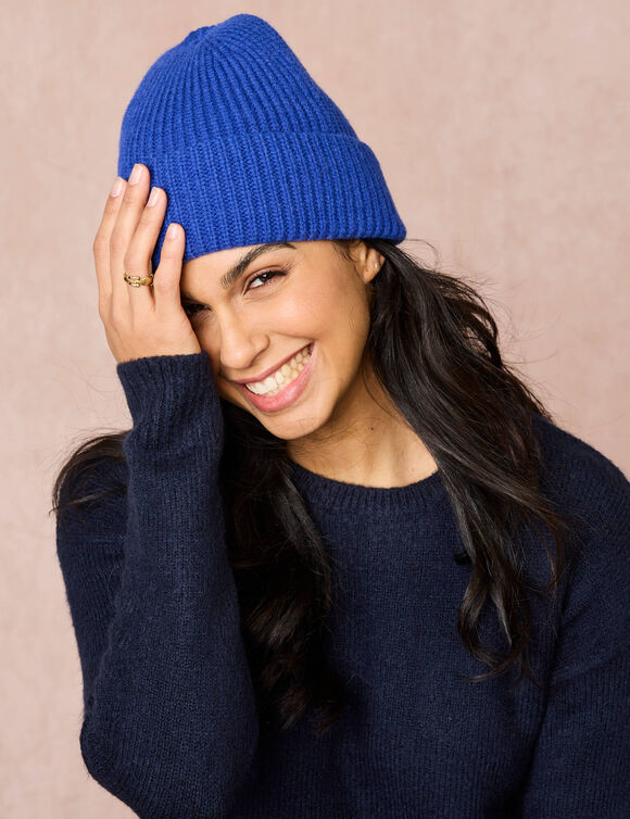 Bonnet en maille unie (bleu)