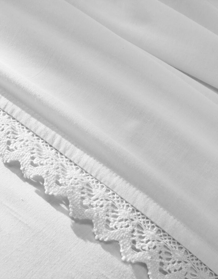 Linge de lit uni dentelle coton (blanc)