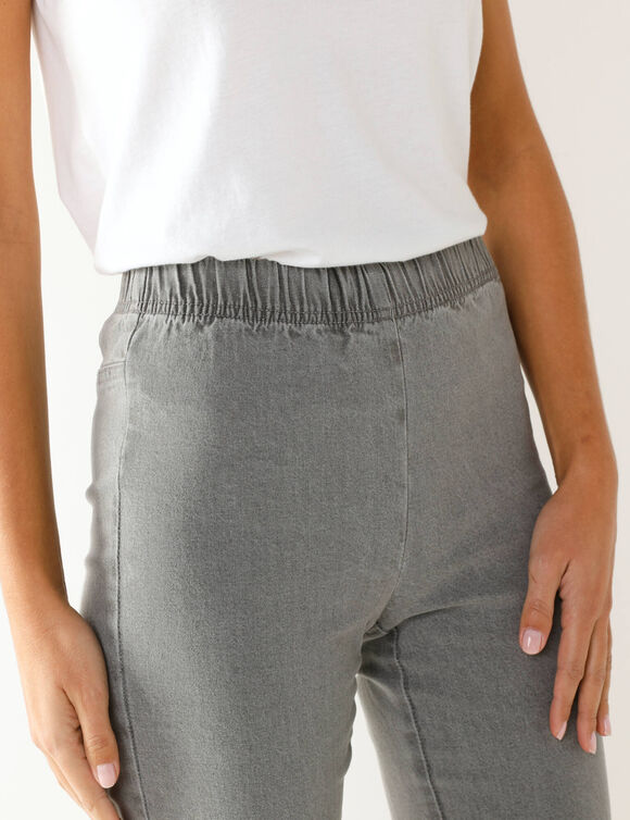Jean sculptant, ceinture ventre plat (gris)