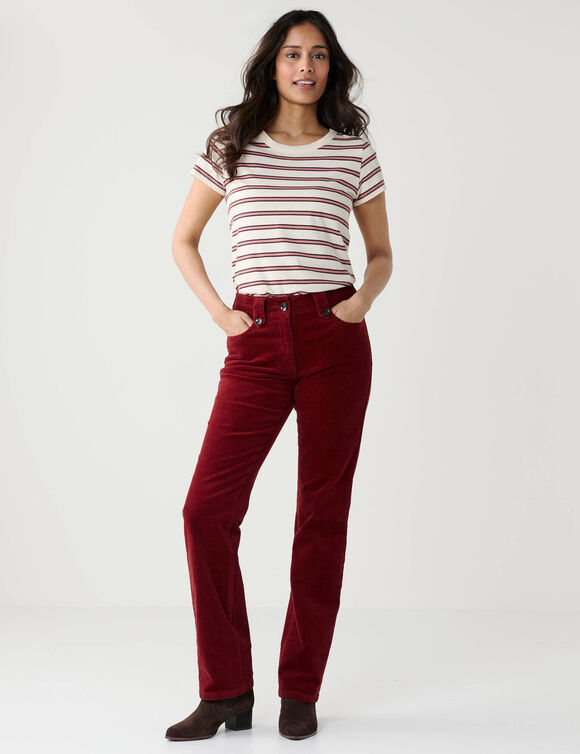 Pantalon droit, velours c&ocirc;tel&eacute; (rouge fonc&eacute;)