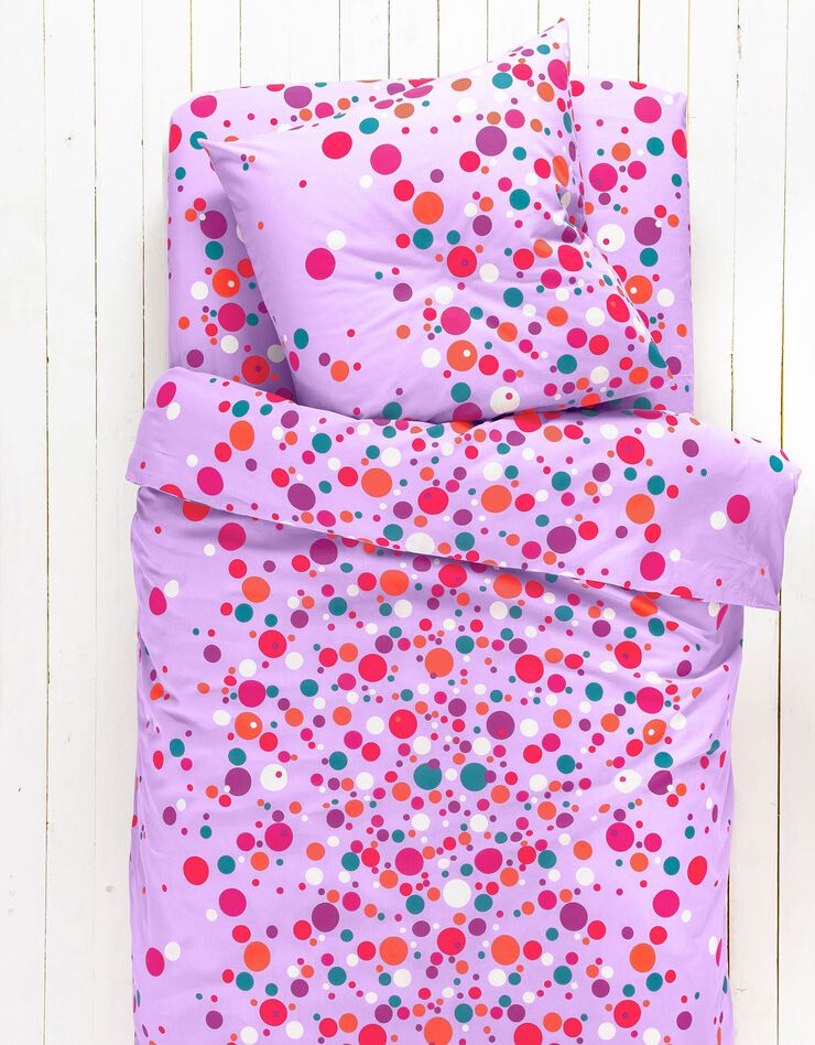 Linge de lit enfant Pétillant - coton imprimé bulles multicolores (parme)