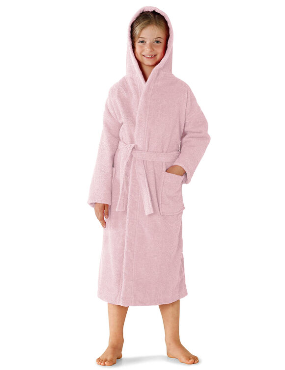 Peignoir enfant &agrave; capuche - &eacute;ponge bouclette 340 g/m&sup2; (rose)