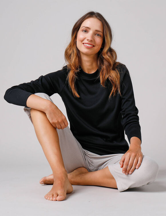 T-shirt thermique col montant - manches longues (noir)