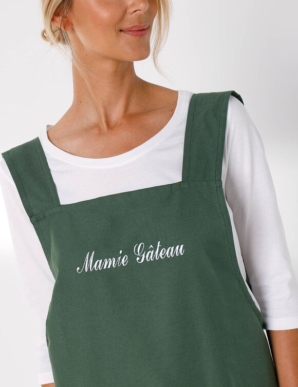 Japanse keukenschort in effen katoen, personaliseerbaar (groen)
