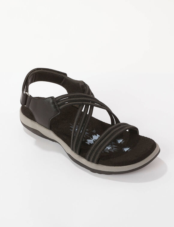 Sandales de marche brides &eacute;lastiqu&eacute;es et scratch&eacute;es (noir)