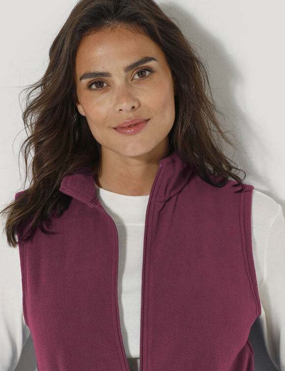 Veste polaire zippée sans manches (prune)