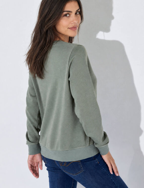 Effen molton-sweater (lichtkaki)
