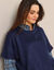 Pull poncho manches coude (marine)