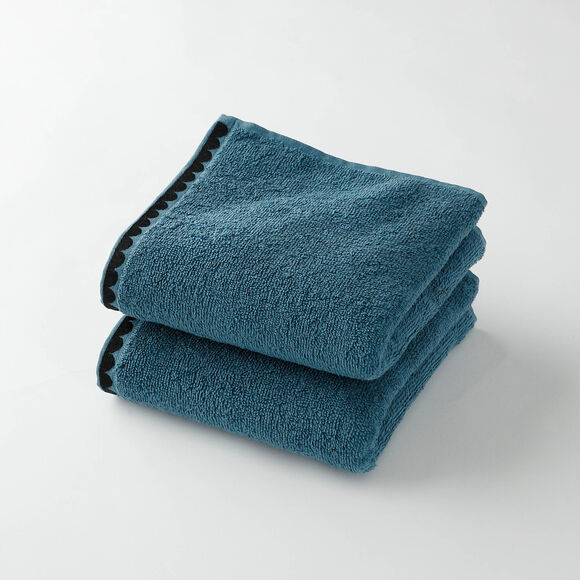 Badstof, afgewerkt met fantasieborduursel - 420g/m2  (jeansblauw)