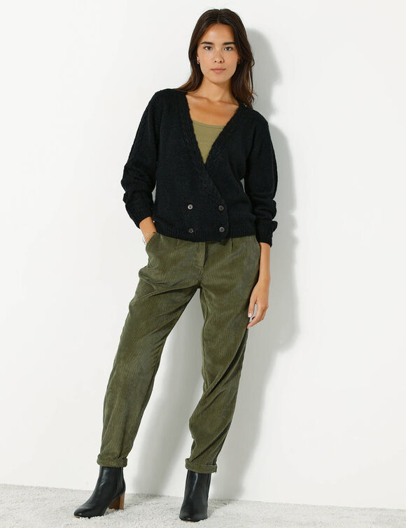 Gilet forme cache-coeur toucher doux (noir)