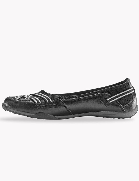 Soepele ballerina's in leer - zwart (zwart)