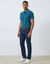 Polo uni maille piqu&eacute;e manches courtes (bleu canard)