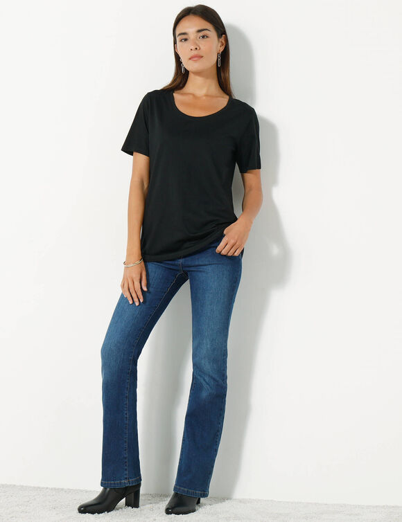 T-shirt met ronde hals en korte mouwen (zwart)