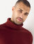 Pull col roul&eacute; en laine m&eacute;lang&eacute;e (bordeaux)