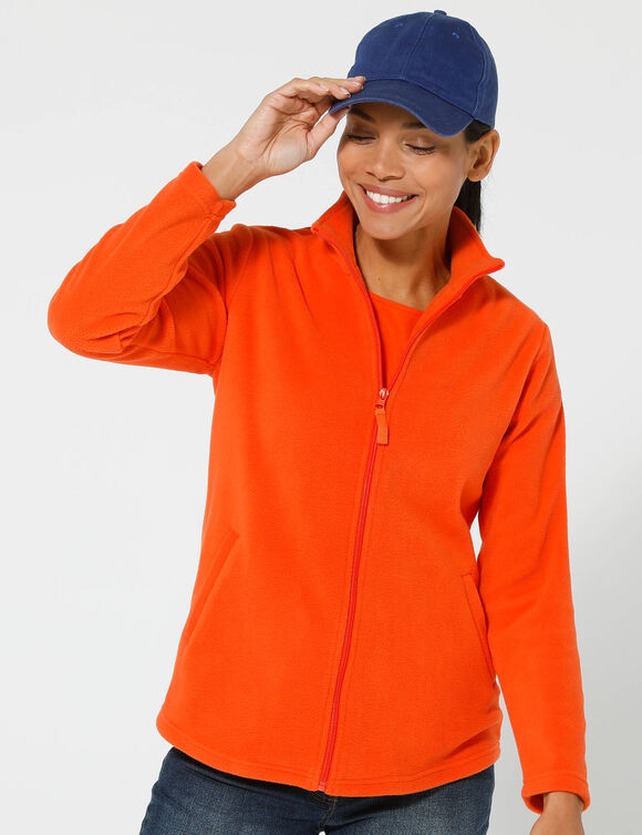 Veste polaire zipp&eacute;e manches longues (orange)