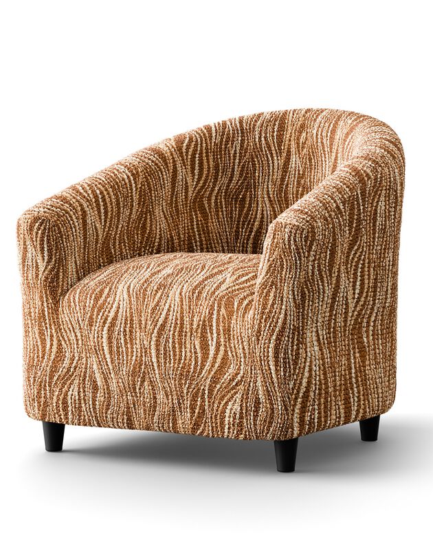 Housse microfibre bi-extensible imprimé vague spéciale fauteuil cabriolet (chocolat)