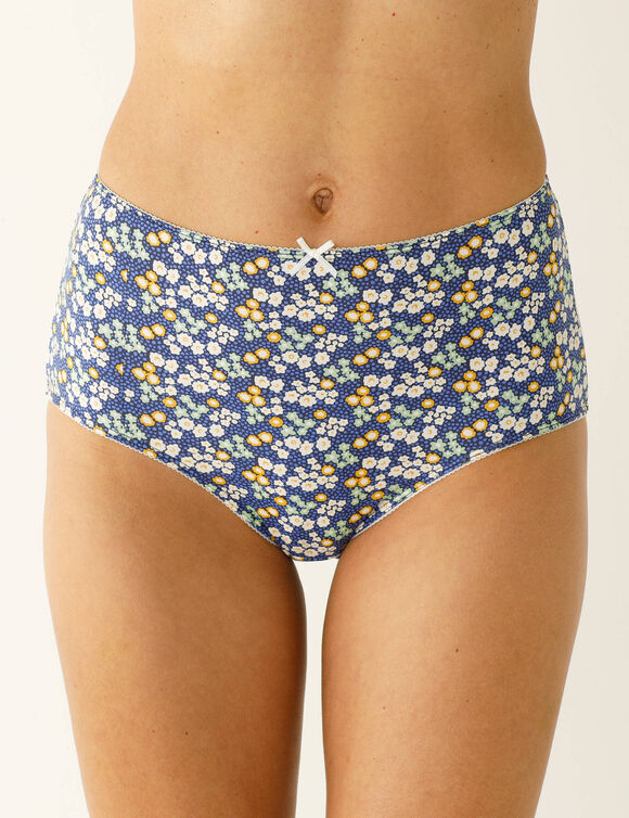 Maxislip in stretchkatoen met bloemenprint - set van 4 (blauw / groen)