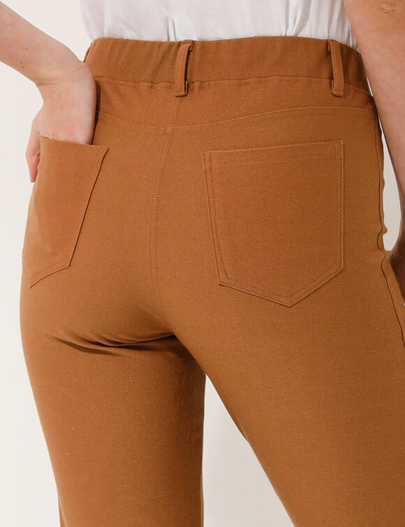 Pantalon maille confort, taille élastiquée (noisette)