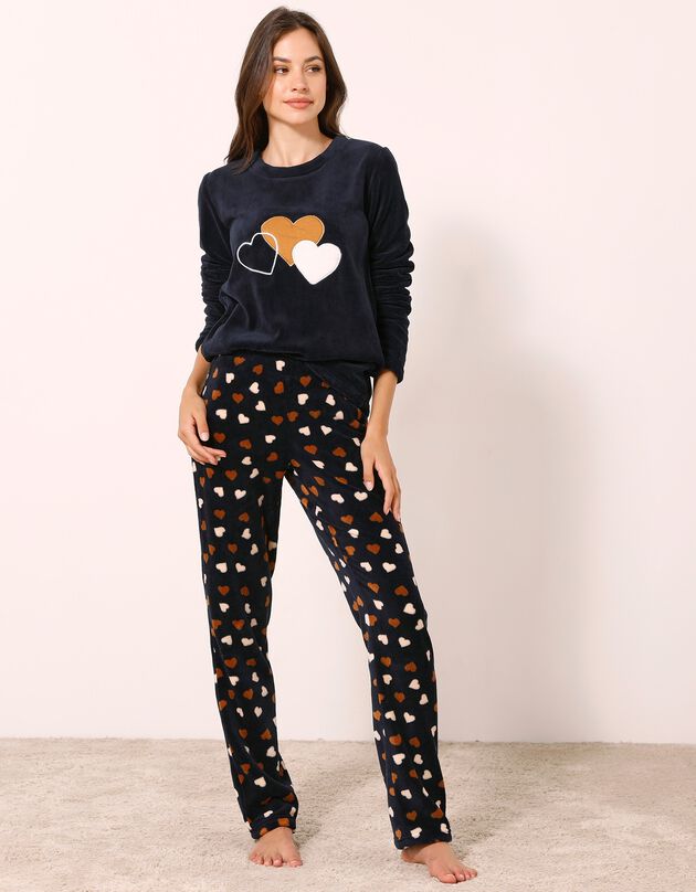 Pyjama in fleece (marine / karamel)