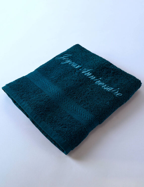 Collection serviettes de bain personnalisables confort moelleux (bleu paon)