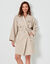 Korte, effen badjas voor dames en heren met kimono-kraag, te personaliseren &ndash; lusjesbadstof 380 g/m&sup2; (zandkleur)
