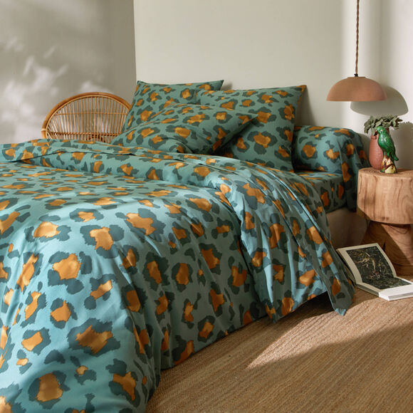 Linge de lit Pedro en polycoton imprimé peau de bête (vert)