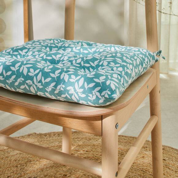 Galette de chaise motif feuillage - lot de 2 (cèdre)