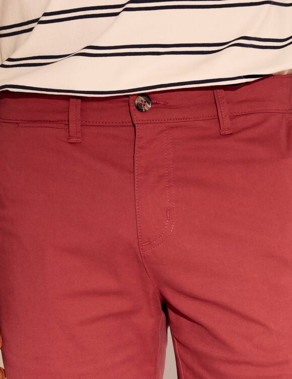 Bermuda chino uni toile sergé stretch morphologie classique (corail grisé)