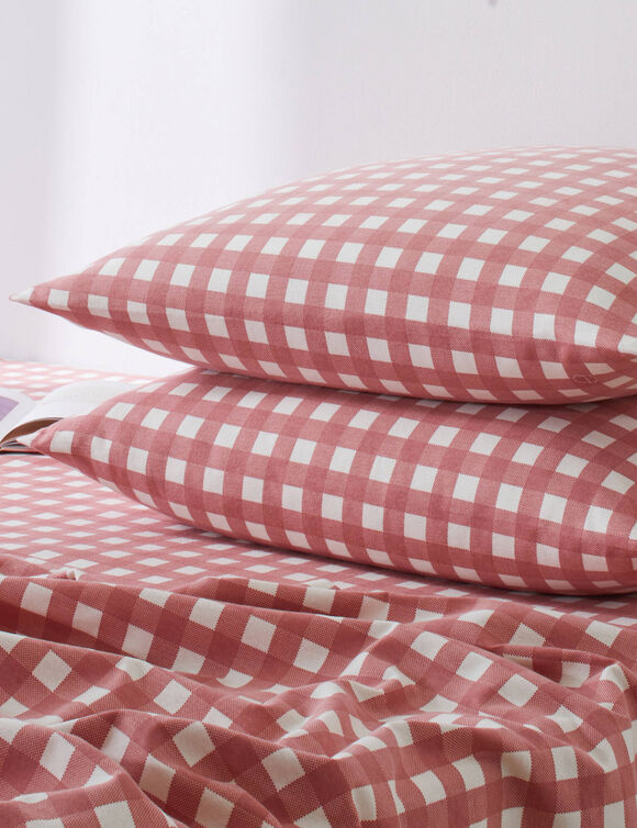 Linge de lit Lou en flanelle imprim&eacute;e (bois de rose)