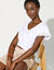 T-shirt in ruim model met stroken (wit)