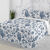 Gematelasseerde besprei met print Mona (wit / blauw)