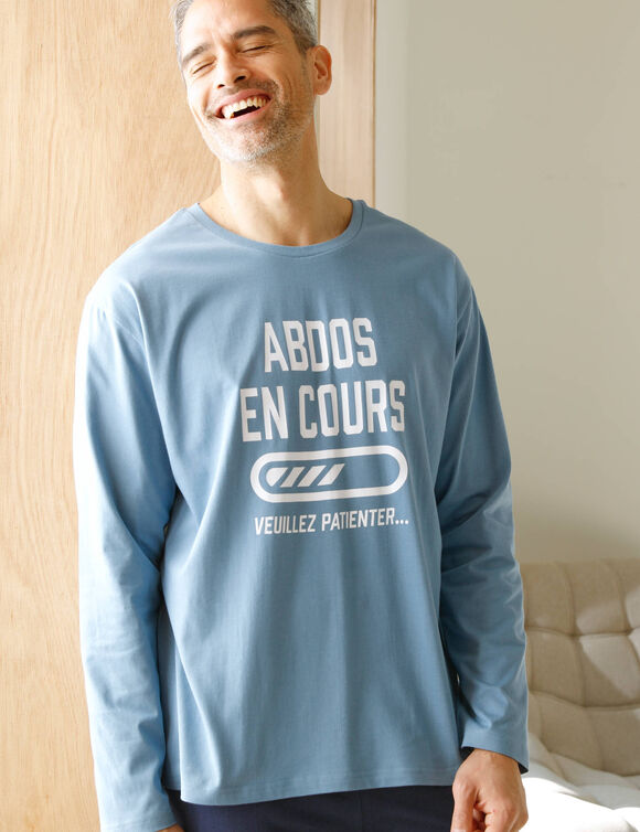 Pyjama pantalon manches longues Abdos en cours (marine / bleu)