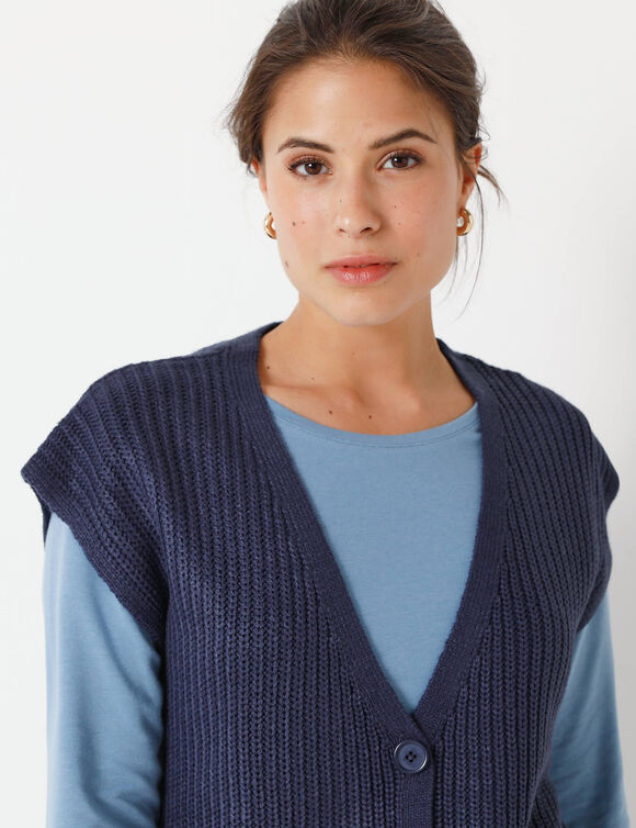 Mouwloos vest met knopen (marine)