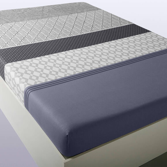 Linge de lit Tommy imprimé géométrique - coton (gris)