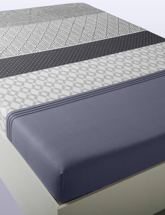Linge de lit Tommy imprimé géométrique - coton (gris)