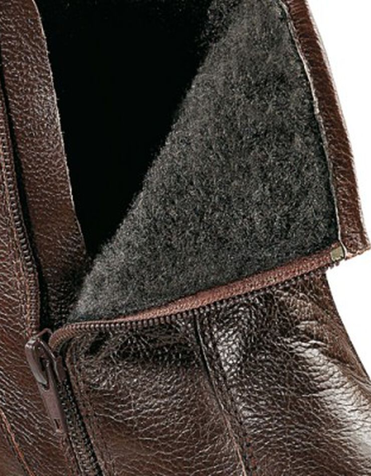 Botillons zippés cuir fourrés laine - jusqu'au 46, marron Botillons zippés cuir fourrés laine - jusqu'au 46, marron, hi-res image number 6