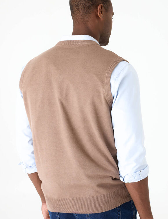 T-shirt met V-hals (marron glac&eacute;)