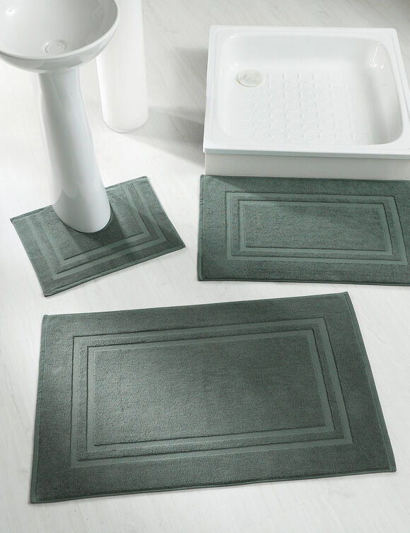 Tapis de bain &eacute;ponge double liteau (kaki)