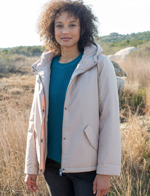 Parka imperméable zippée, à capuche (beige)