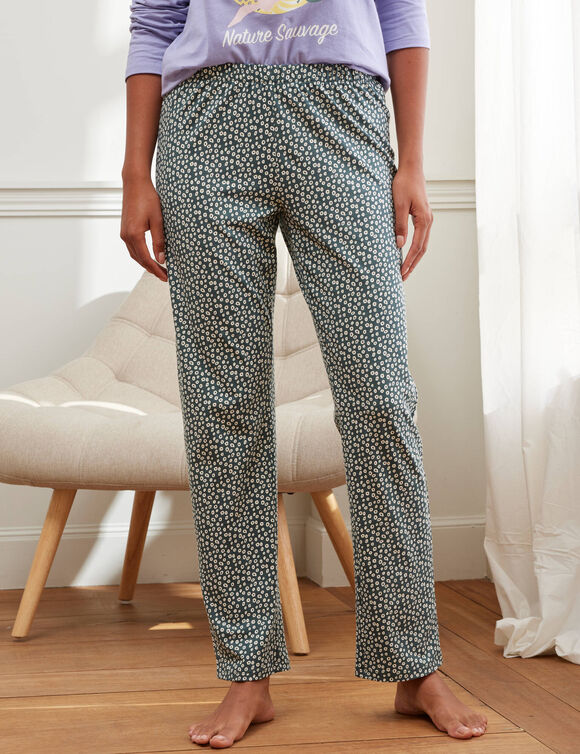 Broek met "Nature Sauvage" print (groengrijs / ecru)