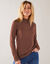 T-shirt met opstaande hals en lange mouwen (chocolade)