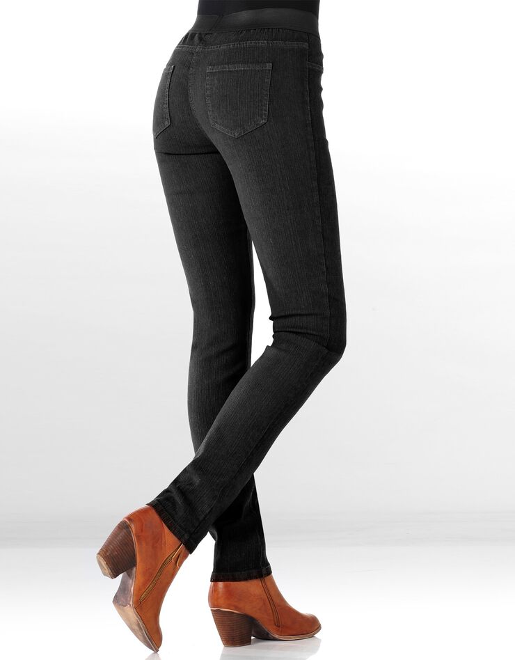 Jegging in denim met elastische taille, kleine lengte, black Jegging in denim met elastische taille, kleine lengte, black, hi-res image number 1