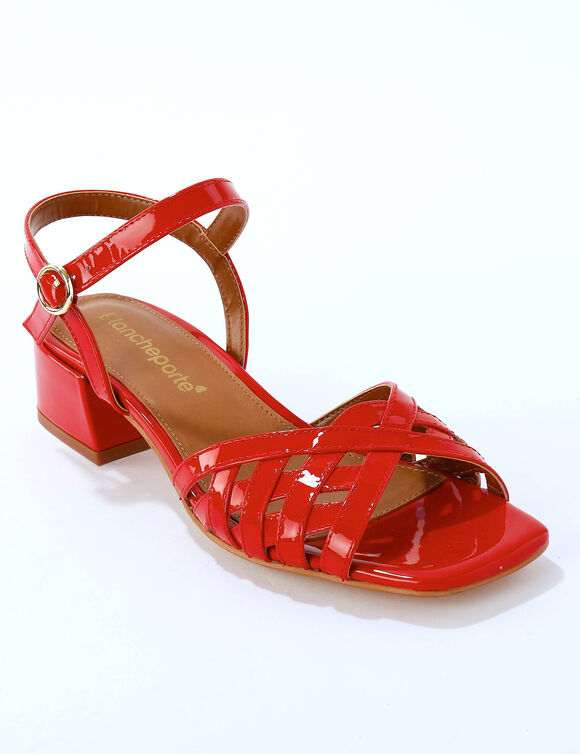 Leren sandalen met hak (rood)